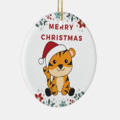 タイガークリスマススノーウィンターアニマルティガーセラミック セラミックオーナメント (右)