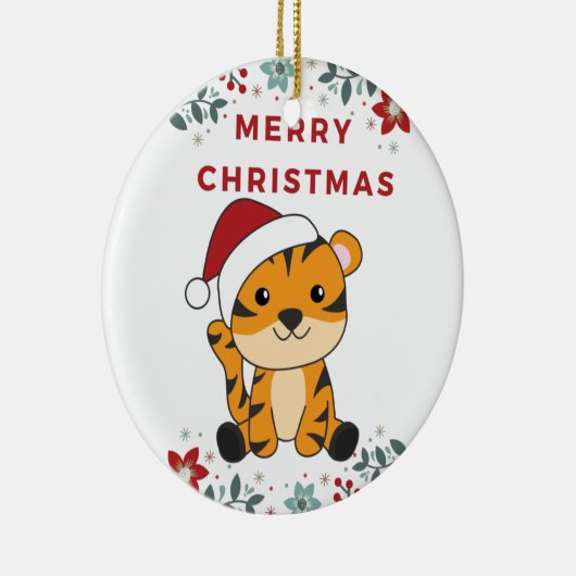 タイガークリスマススノーウィンターアニマルティガーセラミック セラミックオーナメント (右)