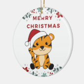 タイガークリスマススノーウィンターアニマルティガーセラミック セラミックオーナメント (左)