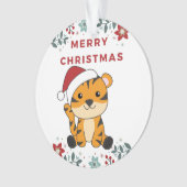 タイガークリスマススノーウィンターアニマルティガータイガーオーナメント オーナメント (正面)