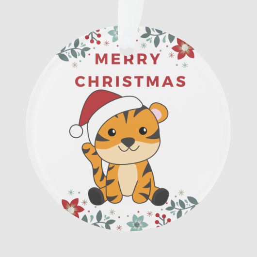 タイガークリスマススノーウィンターアニマルティガータイガーオーナメント オーナメント (正面)