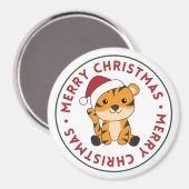 タイガークリスマススノーウィンターアニマルティガーマグネット マグネット (正面/裏面)