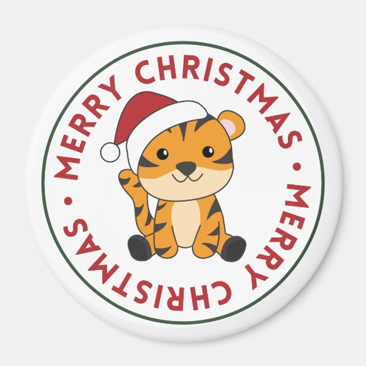 タイガークリスマススノーウィンターアニマルティガーマグネット マグネット (正面)