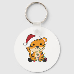 タイガークリスマススノーウィンターアニマルティガー キーホルダー