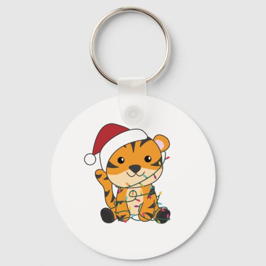 タイガークリスマススノーウィンターアニマルティガー キーホルダー (正面)