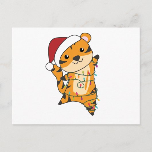 タイガークリスマススノーウィンターアニマルティガー ポストカード (正面)