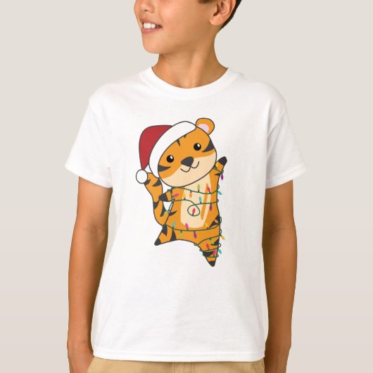 タイガークリスマススノーウィンターアニマルティガー Tシャツ (正面)