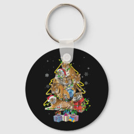 タイガークリスマスツリー雪おもしろい虎クリスマスギフト キーホルダー