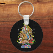タイガークリスマスツリー雪おもしろい虎クリスマスギフト キーホルダー (正面)