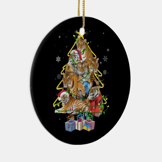 タイガークリスマスツリー雪おもしろい虎クリスマスギフト セラミックオーナメント (右)