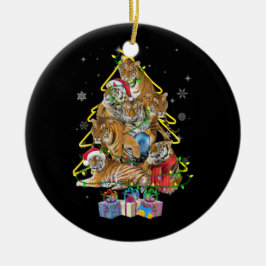 タイガークリスマスツリー雪おもしろい虎クリスマスギフト セラミックオーナメント