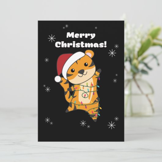 タイガークリスマス雪の冬の動物タイガーアダルトCl シーズンカード (スタンド正面)