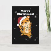 タイガークリスマス雪の冬の動物タイガーアダルトCl シーズンカード (正面)