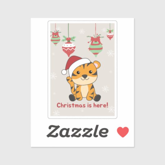 タイガークリスマス雪の冬の動物タイガーシール シール (シート)