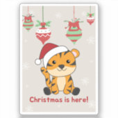 タイガークリスマス雪の冬の動物タイガーシール シール (正面)