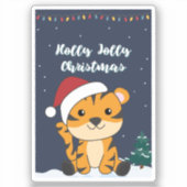 タイガークリスマス雪の冬の動物タイガーシール シール (正面)