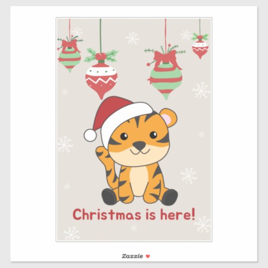 タイガークリスマス雪の冬の動物タイガーシール シール (シート)