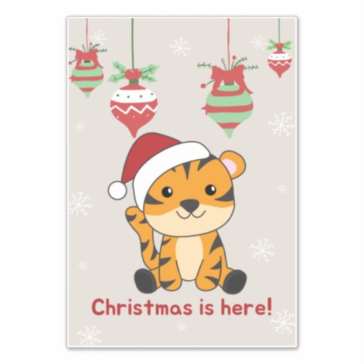 タイガークリスマス雪の冬の動物タイガーシール シール (正面)