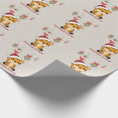 タイガークリスマス雪の冬の動物タイガーラッピング ラッピングペーパー (角)