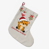 タイガークリスマス雪の冬の動物タイガーラージCh ラージクリスマスストッキング (正面 (吊り時))