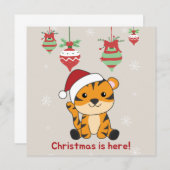 タイガークリスマス雪の冬の動物タイガーinvitati 招待状 (正面/裏面)
