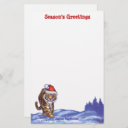 タイガークリスマス 便箋 (正面/裏面)