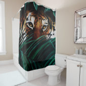 タイガーグリーンジャングル葉 シャワーカーテン (インサイチュ)