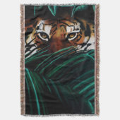 タイガーグリーンジャングル葉 スローブランケット (正面縦)