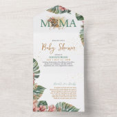 タイガーサファリ動物かわいいジャングルベビーガールシャワー オールインワン招待状 (内側)