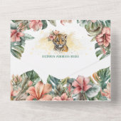 タイガーサファリ動物かわいいジャングルベビーガールシャワー オールインワン招待状 (裏面)