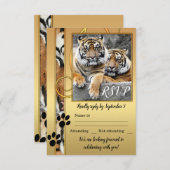 タイガーサファリ動物園ウェディングRSVPカード 招待状 (正面/裏面)