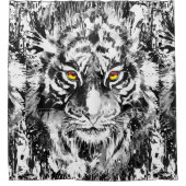 タイガーシャワーカーテン |タイガーブラックとホワイト シャワーカーテン (正面)