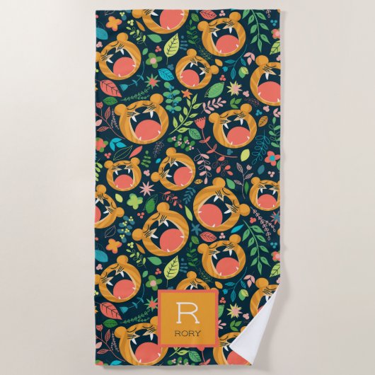 タイガージャングルを聞パーソナライズされたく ビーチタオル (正面)