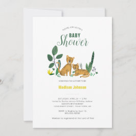 タイガージャングルガール動物 |赤ちゃんシャワーカード 招待状