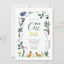 タイガージャングルガール |動物 |最初の誕生日 招待状