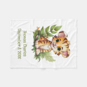 タイガージャングルサファリパーソナライズされたベビーブランケット フリースブランケット (正面(横))