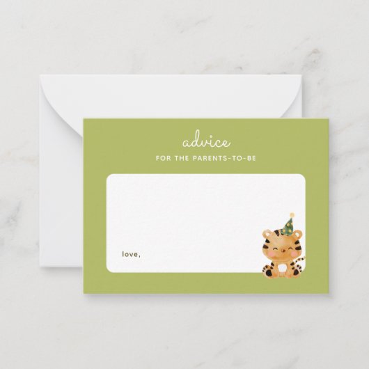タイガージャングルベビーシャワー子育てアドバイス ノートカード (正面)