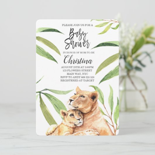 タイガージャングルマム&ベビーユーカリプタスベビーシャワー 招待状 (スタンド正面)