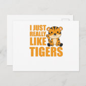 タイガースが大好き可愛い動物子供へ ポストカード (正面/裏面)