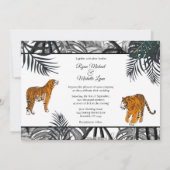 タイガースとパームの葉がトロピカルジャングル結婚ズ 招待状 (裏面)