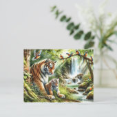 タイガースの平和なジャングルシ絵を描ーン ポストカード (スタンド正面)