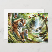 タイガースの平和なジャングルシ絵を描ーン ポストカード (正面/裏面)