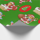 タイガースをSaとしてフィーチャーした繰り返しクリスマスパターン ラッピングペーパー (角)