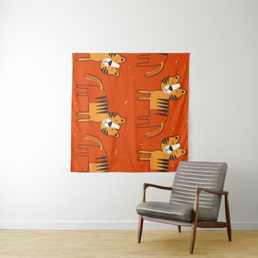 タイガースカラフル手引きデコール タペストリー (インサイチュ(横))