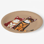 タイガーストライプのキャットとジンジャーキッテン ペーパープレート (アングル)