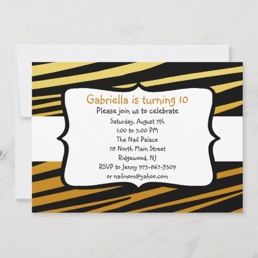 タイガーストライプの誕生日招待状 招待状 (正面)