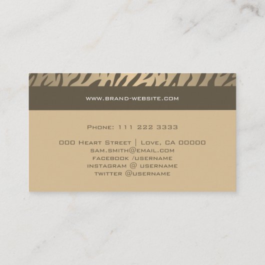 タイガーストライプアニマルプリントパタエレガントーン 名刺 (裏面)