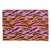 タイガーストライプアニマルプリントピンク&オレンジグラマラス 枕カバー (正面)