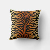 タイガーストライプアニマルプリント、アンバー、ブラック、タン クッション (裏面)