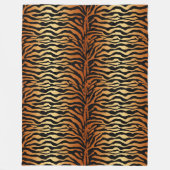タイガーストライプアニマルプリント、アンバー、ブラック、タン フリースブランケット (正面)